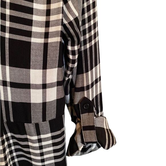 INC International Concepts Plaid Twist-front Button Down Shirt Dress Size Medium - Picture 5 of 8